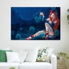 Cg Girl In Red Hair  Art Poster Print  36x24 inch