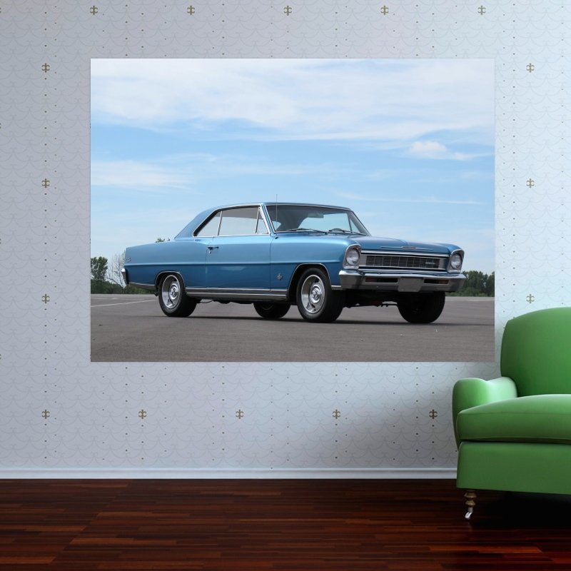 1966 Chevy Ii Super Sport  Art Poster Print  32x24 inch
