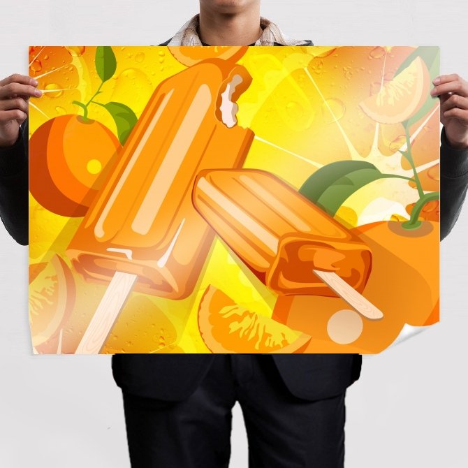 Orange Popsicles  Art Poster Print  32x24 inch