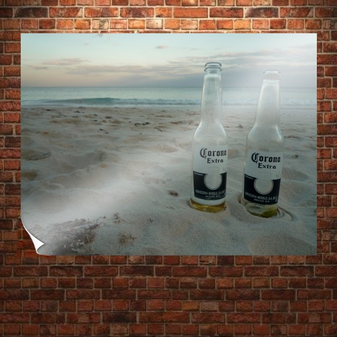 Beer On The Beach  Art Poster Print  32x24 inch
