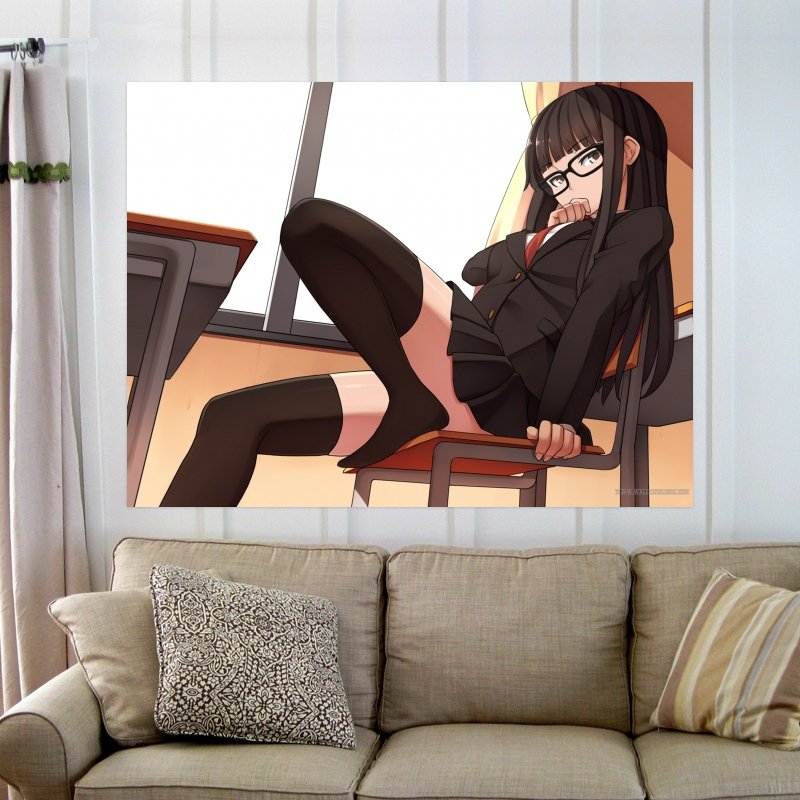 Kawaii Girl In School Uniform Hd  Art Poster Print  32x24 inch