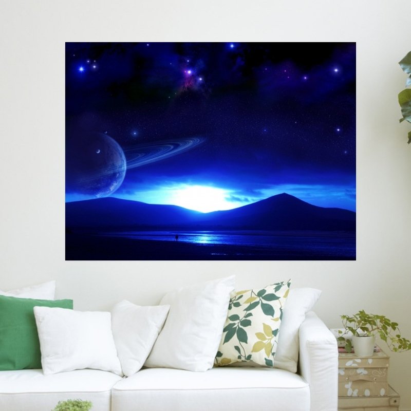 Blue Sunset  Art Poster Print  32x24 inch