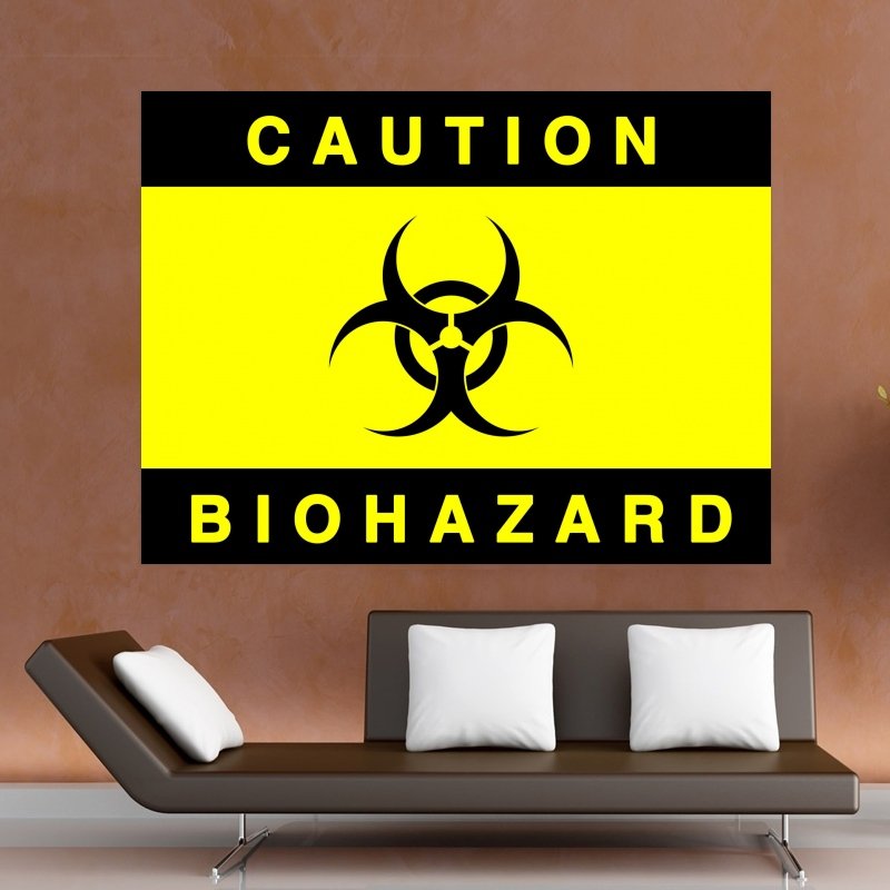 Caution Biohazard  Art Poster Print  32x24 inch