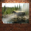 Old Log Cabin  Art Poster Print  32x24 inch