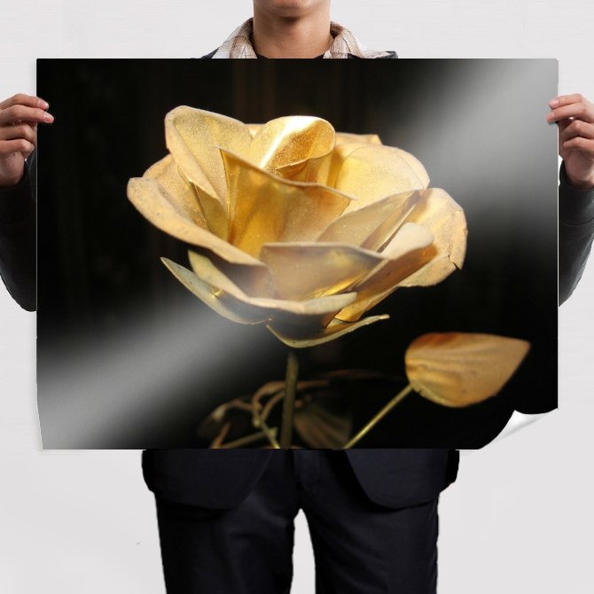 Golden Flower  Art Poster Print  32x24 inch