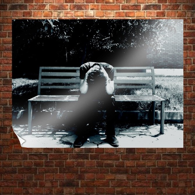 Sad Boy  Art Poster Print  32x24 inch