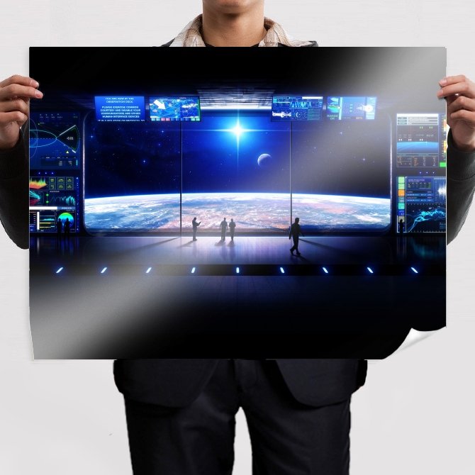 Windows On The Space  Art Poster Print  32x24 inch