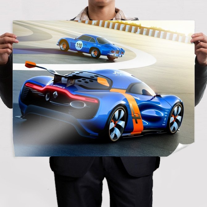 Renault 2012 Alpine A110 50 Blue Car  Art Poster Print  32x24 inch