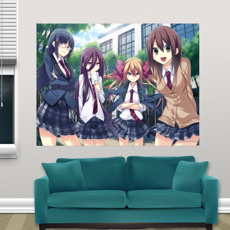 Sexy School Girls Original  Art Poster Print  32x24 inch