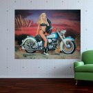 1950 Harley Davidson Fl Panhead  Art Poster Print  32x24 inch