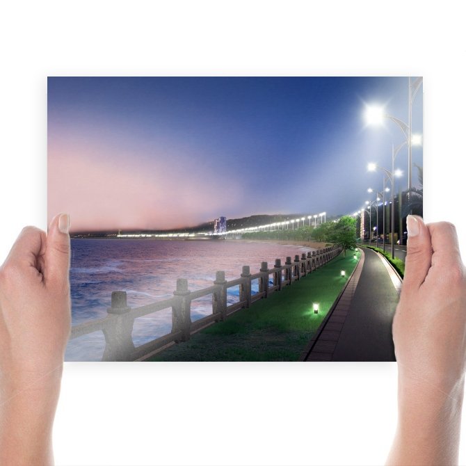 Beach Night  Art Poster Print  24x18 inch