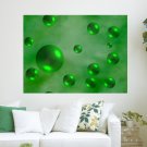 Green Bubbles On Green Background  Art Poster Print  24x18 inch