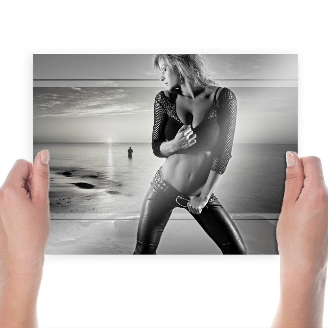 Leather Girl  Art Poster Print  24x18 inch