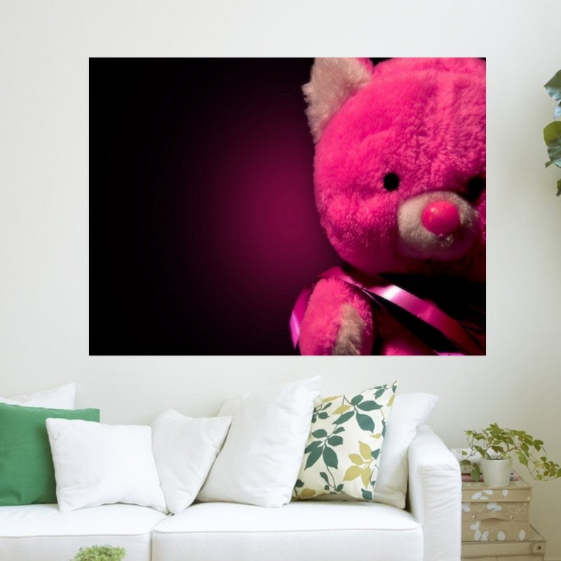 Pink Bear  Art Poster Print  24x18 inch