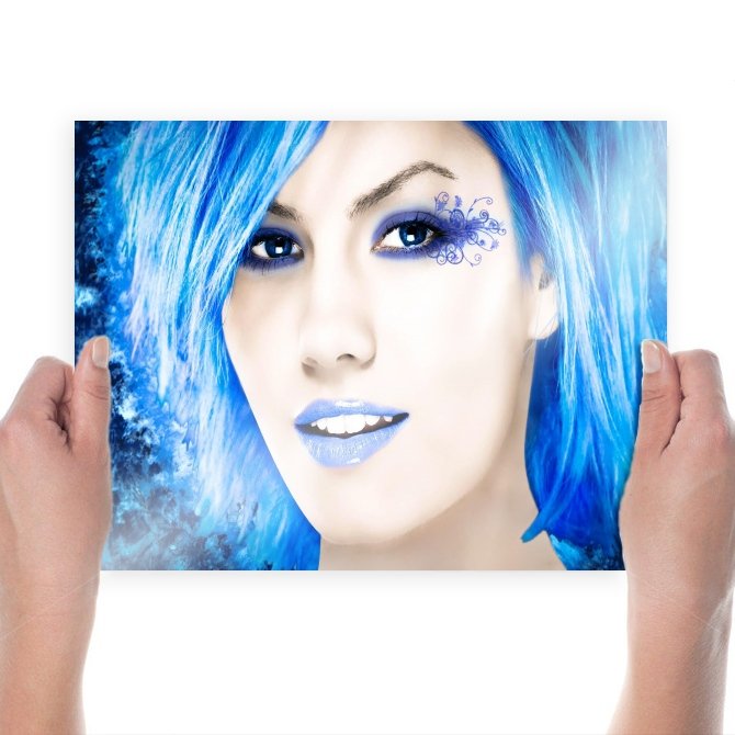 Blue Girl  Art Poster Print  24x18 inch