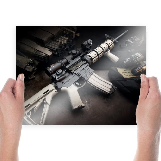 Assault Rifle 10 Art Poster Print 24x18 inch