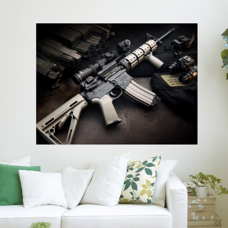 Assault Rifle 10 Art Poster Print 24x18 inch