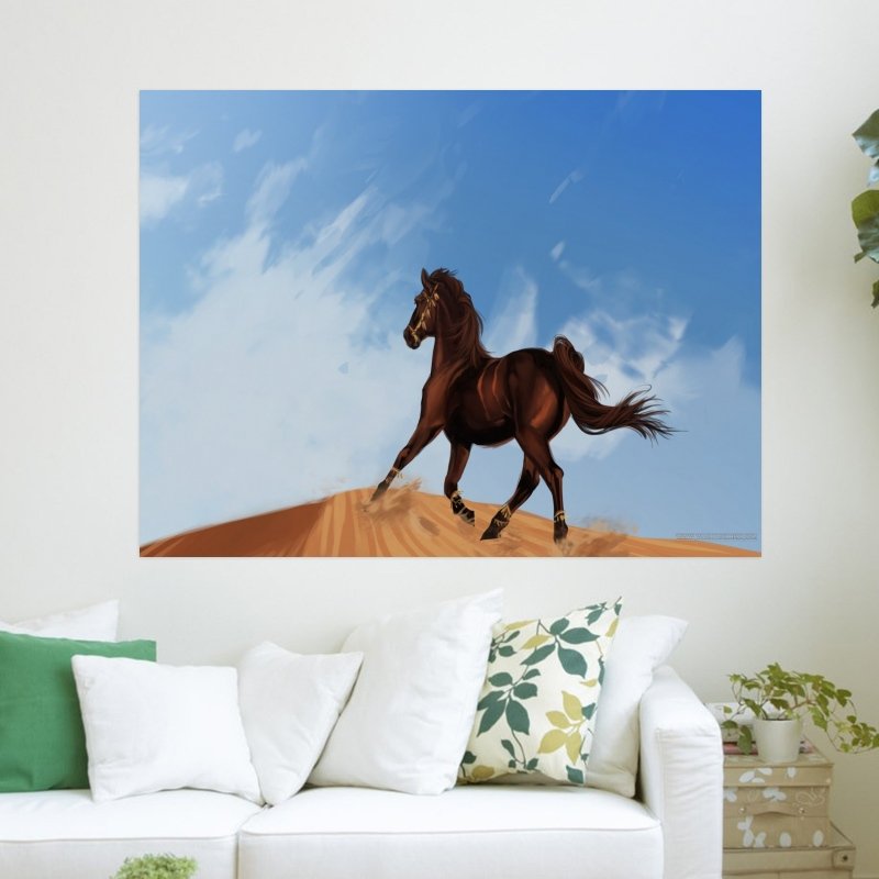 Running Horse Desktop  Art Poster Print  24x18 inch