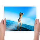 Sexy Posing At Seaside  Art Poster Print  24x18 inch