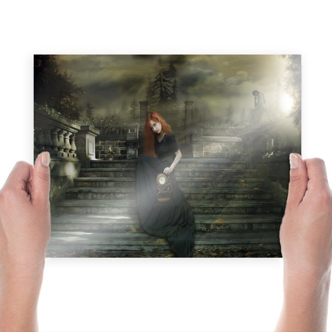 Girl With A Clock  Art Poster Print  24x18 inch
