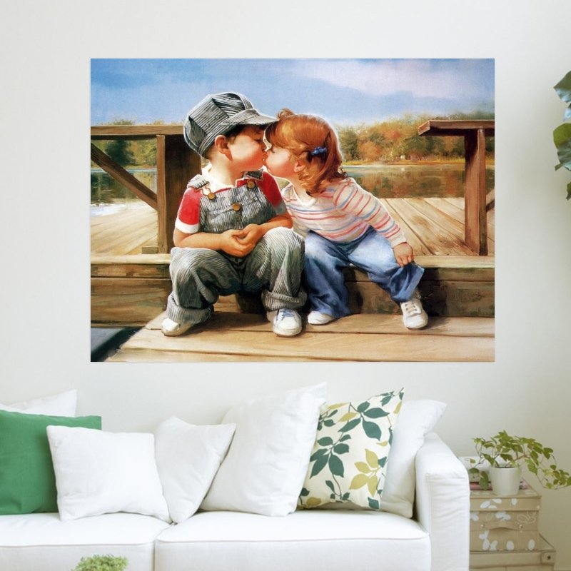 First Kiss  Art Poster Print  24x18 inch