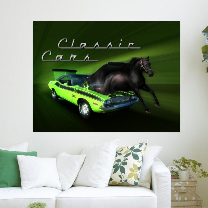 Classic Muscle Car  Art Poster Print  24x18 inch