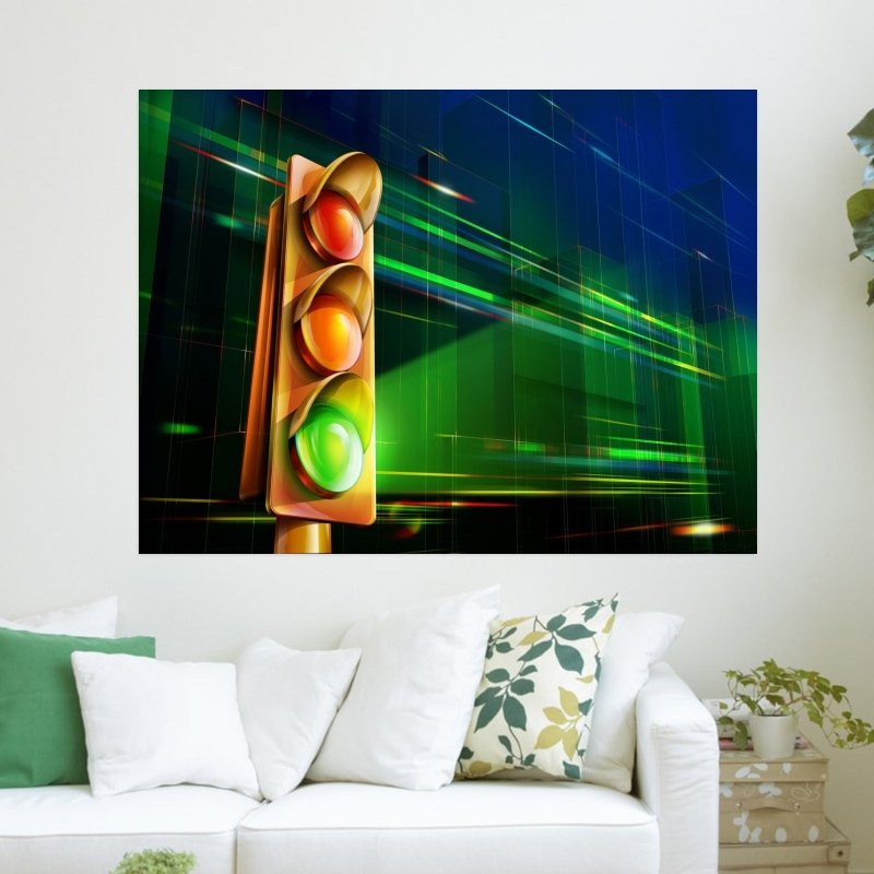 Traffic Signs Art Poster Print 24x18 inch