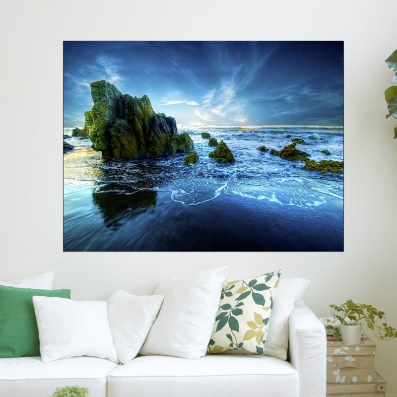 Peaceful Beach  Art Poster Print  24x18 inch