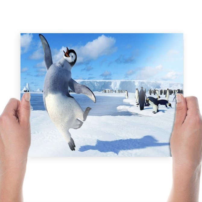 Happy Dancing Penguin  Art Poster Print  24x18 inch