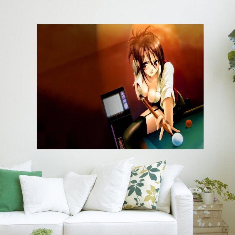 Playing Billiards  Art Poster Print  24x18 inch