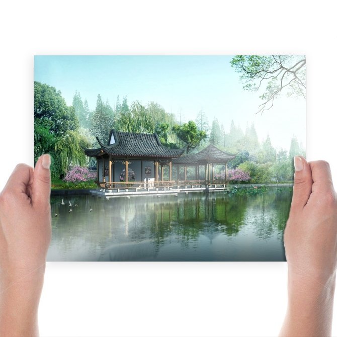 Chinese House  Art Poster Print  24x18 inch