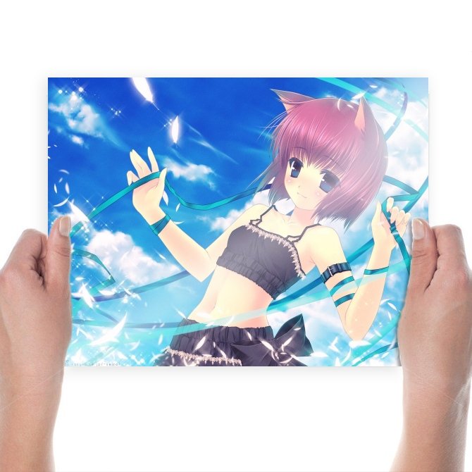 Cat Girl  Art Poster Print  24x18 inch