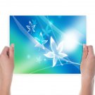 Blue Crystal Leaves 1920x1200 Jpg  Art Poster Print  24x18 inch