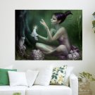 Cat Lady  Art Poster Print  24x18 inch