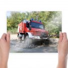 Mercedes Firetruck In The Dirt  Art Poster Print  24x18 inch