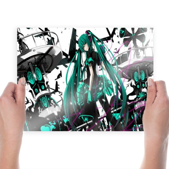 Hatsune Miku Cool Expression  Art Poster Print  24x18 inch