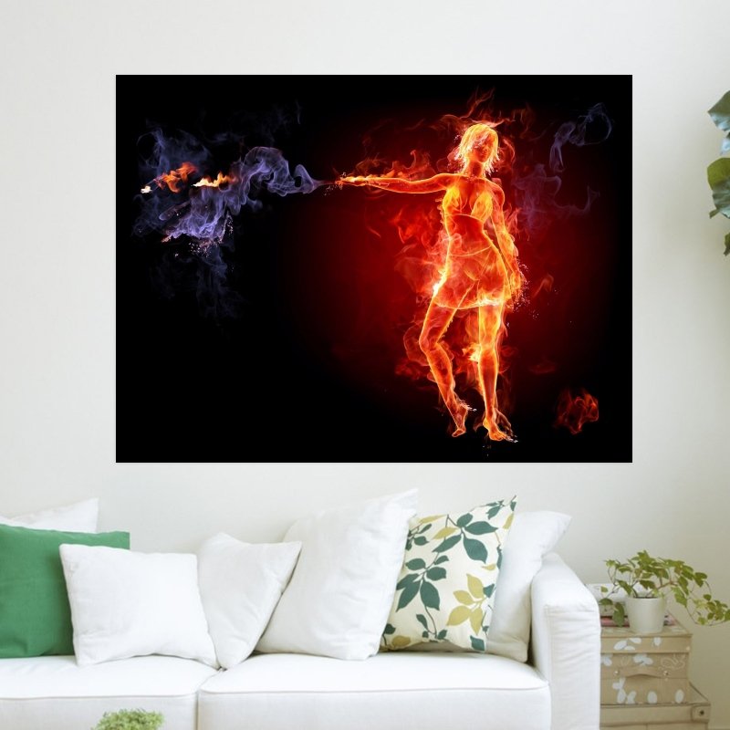 Fire Girl  Art Poster Print  24x18 inch