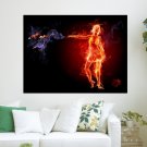 Fire Girl  Art Poster Print  24x18 inch