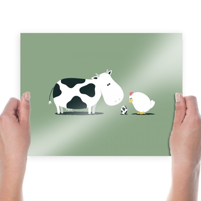 Cow Chicken Cow Egg  Art Poster Print  24x18 inch