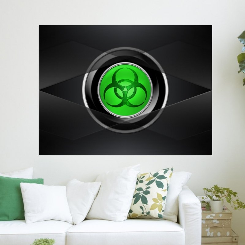 Green Biohazard Symbol  Art Poster Print  24x18 inch