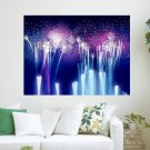 White Fireworks  Art Poster Print  24x18 inch