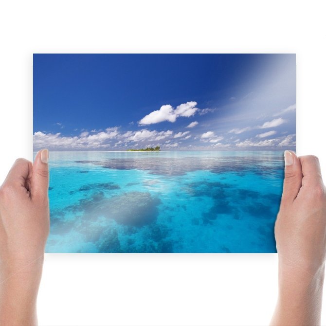 Blue Sea  Art Poster Print  24x18 inch