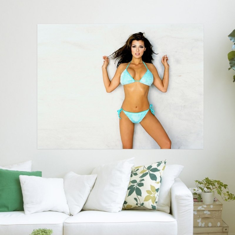 Woman In Blue Bikini  Art Poster Print  24x18 inch