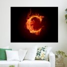 Burning Fire Letter C  Art Poster Print  24x18 inch