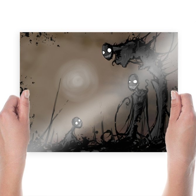 Smiling Zombies  Art Poster Print  24x18 inch