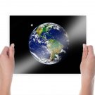 Earth And Moon From Space  Art Poster Print  24x18 inch