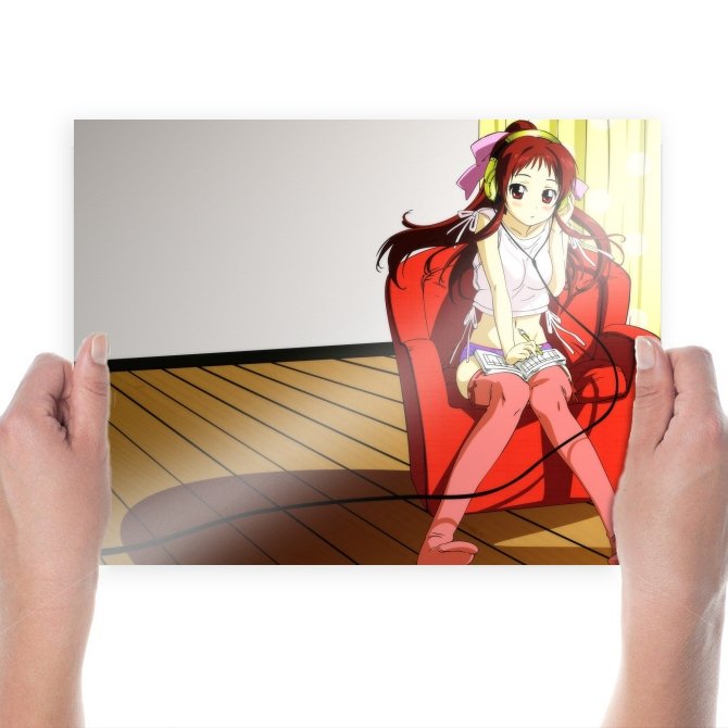 Cute Girl Listening  Art Poster Print  24x18 inch