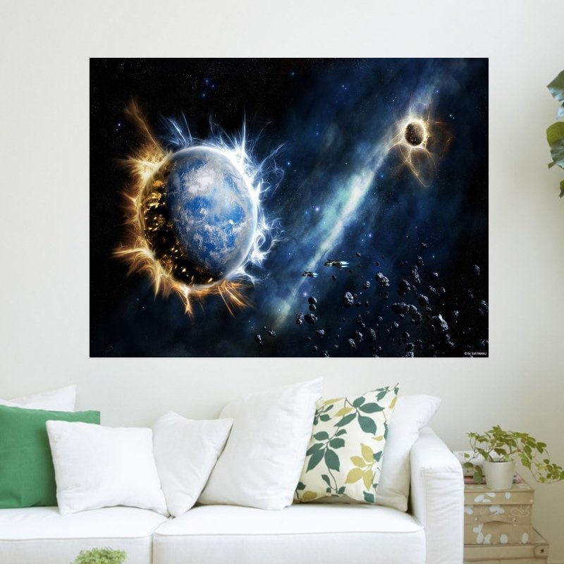 Earth On Fire  Art Poster Print  24x18 inch