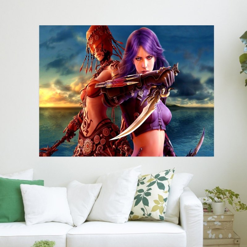 Gaming Women  Art Poster Print  24x18 inch