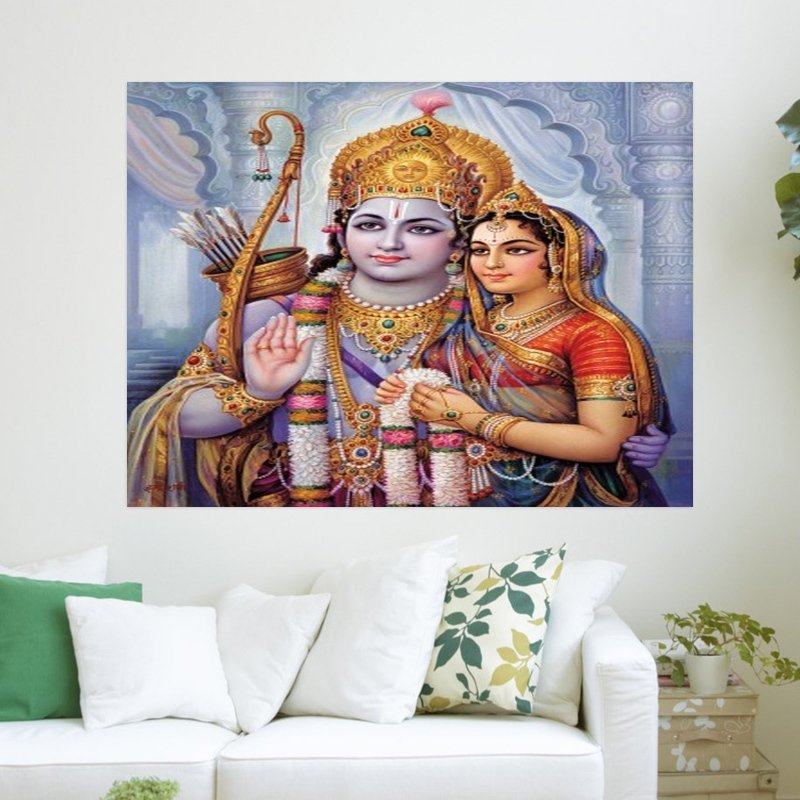 Lord Rama And Sita Art Poster Print 24x18 Inch